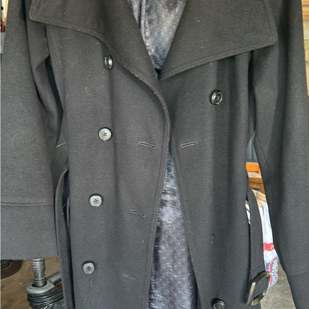 Anne Klein Black Double-Breasted Pea Coat